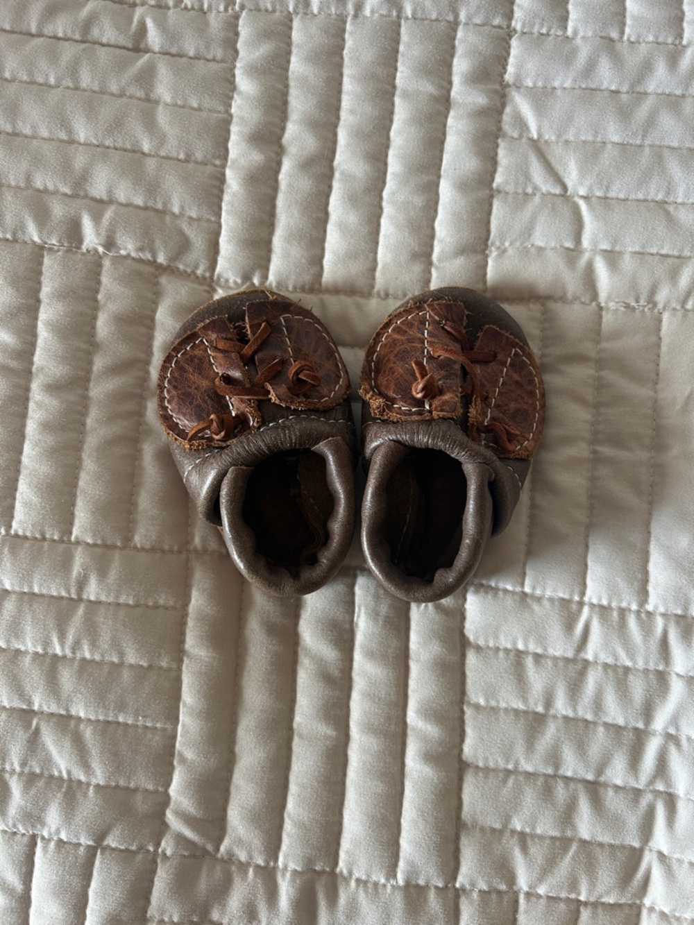 Brown Leather Baby Moccasin Shoes - Kids 0-3 mo